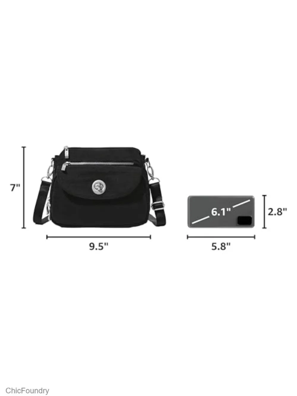 Lightweight Water-Resistant Crossbody Bag with RFID, Adjustable Strap